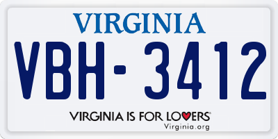 VA license plate VBH3412