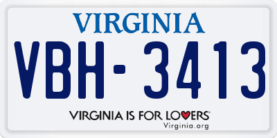 VA license plate VBH3413