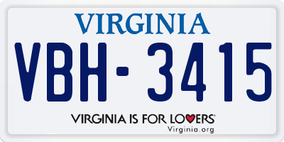 VA license plate VBH3415