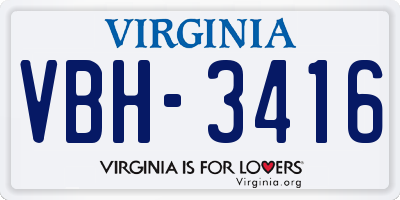 VA license plate VBH3416