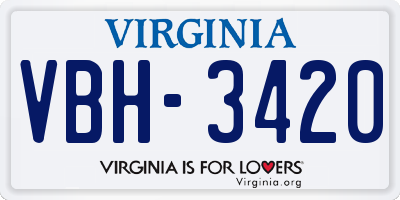 VA license plate VBH3420
