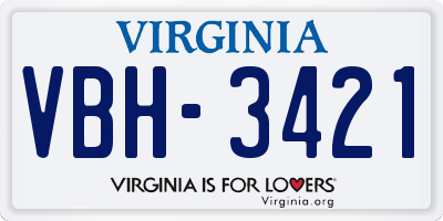 VA license plate VBH3421