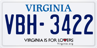 VA license plate VBH3422