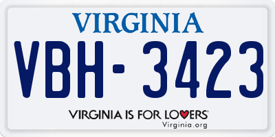 VA license plate VBH3423