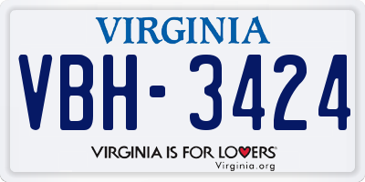 VA license plate VBH3424