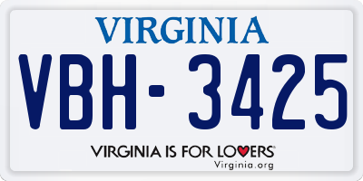 VA license plate VBH3425