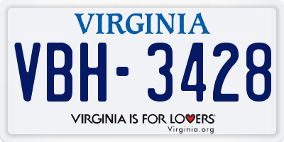 VA license plate VBH3428