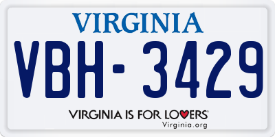 VA license plate VBH3429