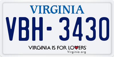 VA license plate VBH3430