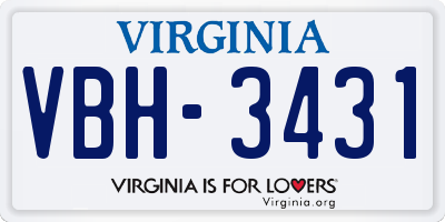 VA license plate VBH3431