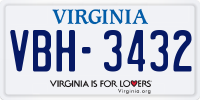 VA license plate VBH3432