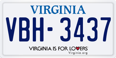 VA license plate VBH3437