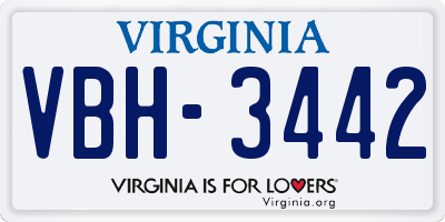 VA license plate VBH3442