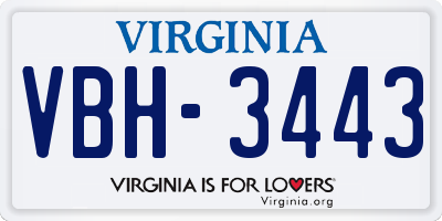 VA license plate VBH3443