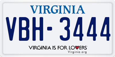 VA license plate VBH3444