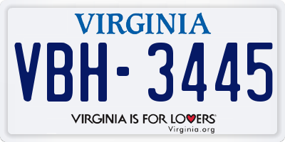 VA license plate VBH3445