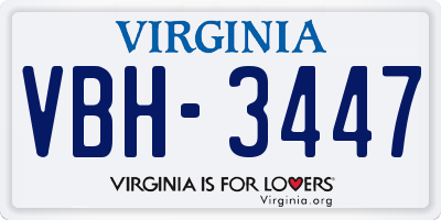 VA license plate VBH3447