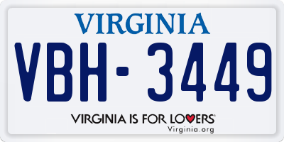 VA license plate VBH3449