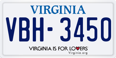 VA license plate VBH3450