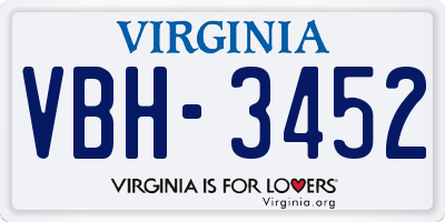 VA license plate VBH3452