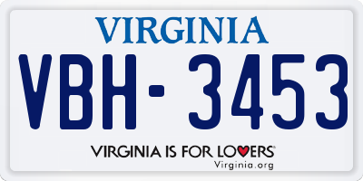 VA license plate VBH3453