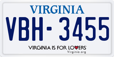 VA license plate VBH3455