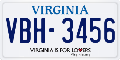 VA license plate VBH3456