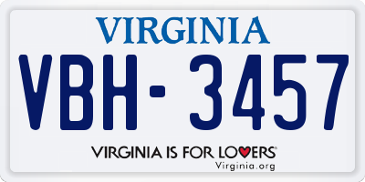 VA license plate VBH3457