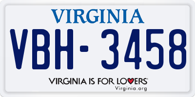 VA license plate VBH3458