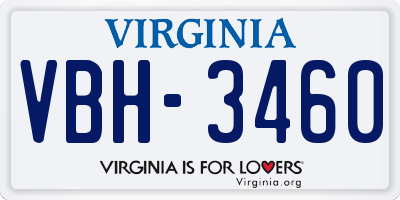 VA license plate VBH3460