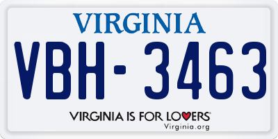 VA license plate VBH3463