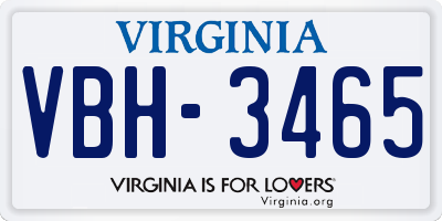 VA license plate VBH3465
