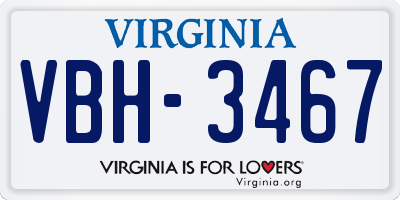 VA license plate VBH3467