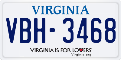 VA license plate VBH3468