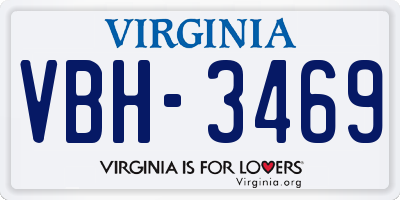 VA license plate VBH3469