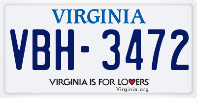 VA license plate VBH3472