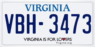 VA license plate VBH3473