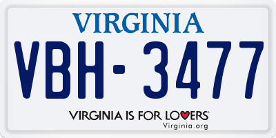 VA license plate VBH3477