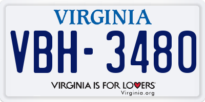 VA license plate VBH3480