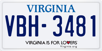 VA license plate VBH3481