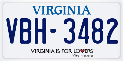 VA license plate VBH3482