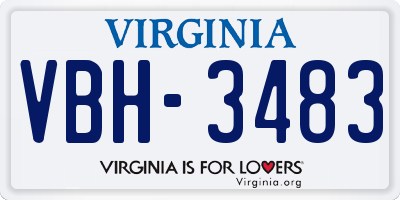 VA license plate VBH3483