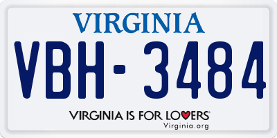 VA license plate VBH3484