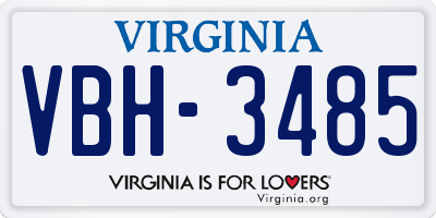 VA license plate VBH3485