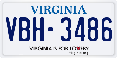 VA license plate VBH3486