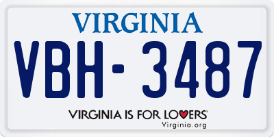 VA license plate VBH3487