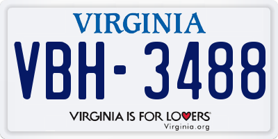 VA license plate VBH3488