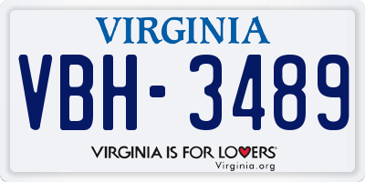 VA license plate VBH3489