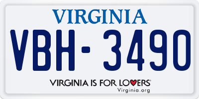 VA license plate VBH3490