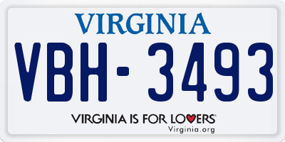 VA license plate VBH3493
